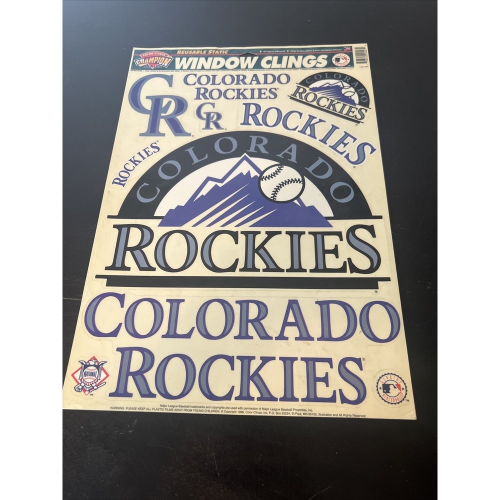 Colorado Rockies Reusable Static Window Clings 10 Per Sheet 12" X 17" Licensed